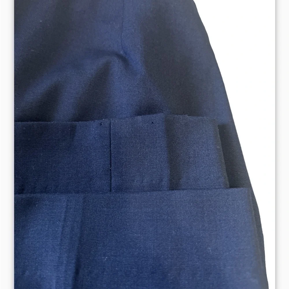 Tory Burch for Bergdorf Goodman Navy Blue Wool Wide Leg Pants